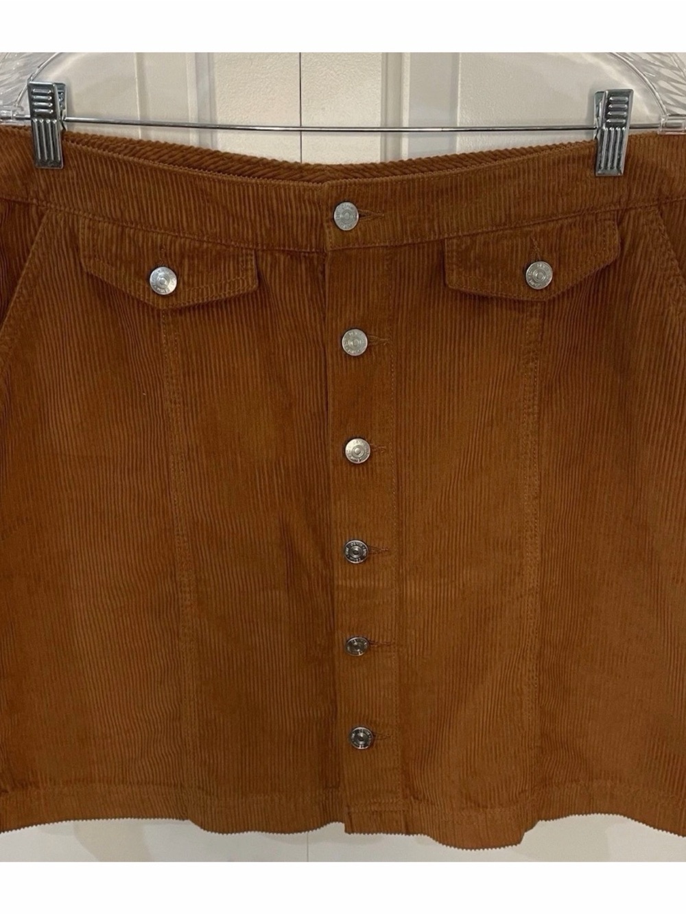 Casual Collection by F & F Rust Orange Corduroy Pencil Skirt Size 12 Pockets